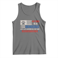 My Dog Is A Democrat American Paw Flag Patriotic Tank Top Just Lays Around Expects To Be Fed Conservative Humor Dog Owner