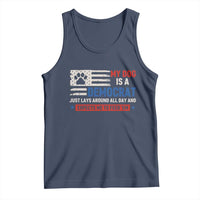 My Dog Is A Democrat American Paw Flag Patriotic Tank Top Just Lays Around Expects To Be Fed Conservative Humor Dog Owner