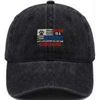 My Dog Is A Democrat American Paw Flag Patriotic Washed Cotton Baseball Cap Just Lays Around Expects To Be Fed Conservative Humor Dog Owner