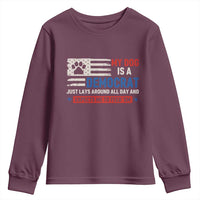 My Dog Is A Democrat American Paw Flag Patriotic Youth Sweatshirt Just Lays Around Expects To Be Fed Conservative Humor Dog Owner
