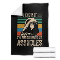 Funny I Knew It Im Surrounded by Axxholes Sci-fi Parody Throw Blanket Retro Sunset Space Vintage 1980s Movie Quote Inspo Meme