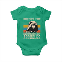 Funny I Knew It Im Surrounded by Axxholes Sci-fi Parody Baby Onesie Retro Sunset Space Vintage 1980s Movie Quote Inspo Meme