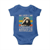 Funny I Knew It Im Surrounded by Axxholes Sci-fi Parody Baby Onesie Retro Sunset Space Vintage 1980s Movie Quote Inspo Meme