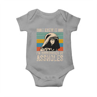 Funny I Knew It Im Surrounded by Axxholes Sci-fi Parody Baby Onesie Retro Sunset Space Vintage 1980s Movie Quote Inspo Meme