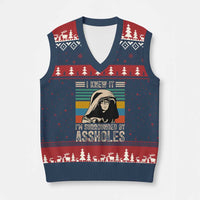 Funny I Knew It Im Surrounded by Axxholes Sci-fi Parody V-Neck Knit Sweater Vest Retro Sunset Space Vintage 1980s Movie Quote Inspo Meme