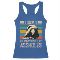 Funny I Knew It Im Surrounded by Axxholes Sci-fi Parody Racerback Tank Top Retro Sunset Space Vintage 1980s Movie Quote Inspo Meme