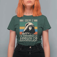 Funny I Knew It Im Surrounded by Axxholes Sci-fi Parody T Shirt For Women Retro Sunset Space Vintage 1980s Movie Quote Inspo Meme