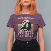 Funny I Knew It Im Surrounded by Axxholes Sci-fi Parody T Shirt For Women Retro Sunset Space Vintage 1980s Movie Quote Inspo Meme