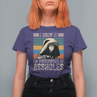 Funny I Knew It Im Surrounded by Axxholes Sci-fi Parody T Shirt For Women Retro Sunset Space Vintage 1980s Movie Quote Inspo Meme