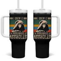 Funny I Knew It Im Surrounded by Axxholes Sci-fi Parody Tumbler With Handle Retro Sunset Space Vintage 1980s Movie Quote Inspo Meme