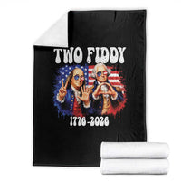 Two Fiddy Founding Fathers 1776 to 2026 Throw Blanket Funny Benjamin Franklin and George Washington American Flag Semiquincentennial