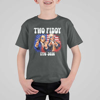 Two Fiddy Founding Fathers 1776 to 2026 T Shirt For Kid Funny Benjamin Franklin and George Washington American Flag Semiquincentennial