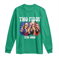 Two Fiddy Founding Fathers 1776 to 2026 Long Sleeve Shirt Funny Benjamin Franklin and George Washington American Flag Semiquincentennial