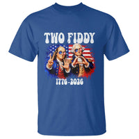 Two Fiddy Founding Fathers 1776 to 2026 T Shirt Funny Benjamin Franklin and George Washington American Flag Semiquincentennial
