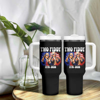 Two Fiddy Founding Fathers 1776 to 2026 Tumbler With Handle Funny Benjamin Franklin and George Washington American Flag Semiquincentennial