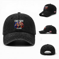 Two Fiddy Founding Fathers 1776 to 2026 Washed Cotton Baseball Cap Funny Benjamin Franklin and George Washington American Flag Semiquincentennial