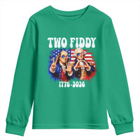 Two Fiddy Founding Fathers 1776 to 2026 Youth Sweatshirt Funny Benjamin Franklin and George Washington American Flag Semiquincentennial