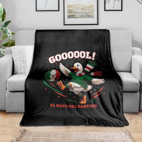 Funny Merlin the Duck Mexico Soccer Supporter Throw Blanket El Pato Del Partido Goooool Football Fans