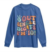 Funny Retro Groovy 10th Birthday Long Sleeve Shirt Out Single Digits I'm Ten