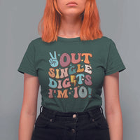 Funny Retro Groovy 10th Birthday T Shirt For Women Out Single Digits I'm Ten