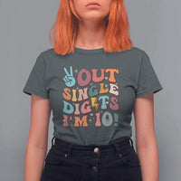 Funny Retro Groovy 10th Birthday T Shirt For Women Out Single Digits I'm Ten
