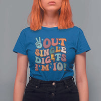 Funny Retro Groovy 10th Birthday T Shirt For Women Out Single Digits I'm Ten