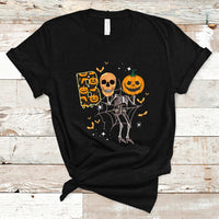 Halloween T Shirt Spooky Boo Dancing Skeleton Skull Scary Pumpkin Halloween T-Shirt for Halloween lovers, Spooky Season Shirt, Ghosts - Wonder Print Shop