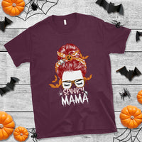 Halloween T Shirt Spooky Mama Halloween Ghost Witchy Spooky Mom Messy Bun T-Shirt for Mom Women, Shirt for Halloween lovers, Spooky Season - Wonder Print Shop