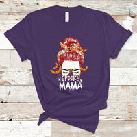 Halloween T Shirt Spooky Mama Halloween Ghost Witchy Spooky Mom Messy Bun T-Shirt for Mom Women, Shirt for Halloween lovers, Spooky Season - Wonder Print Shop