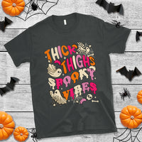 Halloween T Shirt Thick Thighs Spooky Vibe Retro Groovy Witchy Halloween Costume T-Shirt for Halloween lovers, Spooky Season - Wonder Print Shop