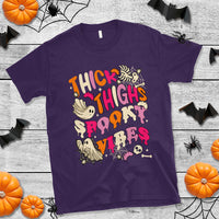 Halloween T Shirt Thick Thighs Spooky Vibe Retro Groovy Witchy Halloween Costume T-Shirt for Halloween lovers, Spooky Season - Wonder Print Shop