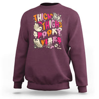 Halloween Sweatshirt Thick Thighs Spooky Vibe Retro Groovy Witchy Halloween Costume T-Shirt for Halloween lovers, Spooky Season - Wonder Print Shop