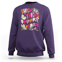 Halloween Sweatshirt Thick Thighs Spooky Vibe Retro Groovy Witchy Halloween Costume T-Shirt for Halloween lovers, Spooky Season - Wonder Print Shop