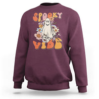 Halloween Sweatshirt Spooky Vibe Retro Groovy Spooky Boo Ghost Halloween Costume T-Shirt for Halloween lovers, Spooky Season Shirt, Ghosts - Wonder Print Shop
