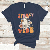 Halloween T Shirt Spooky Vibe Retro Groovy Spooky Boo Ghost Halloween Costume T-Shirt for Halloween lovers, Spooky Season Shirt, Ghosts - Wonder Print Shop