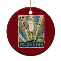 Vintage Frog Drinking Coffee Sarcastic Meme Ceramic Ornament Wish I Lacked Critical Thinking Skills You All Seem So Happy