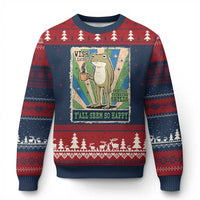 Vintage Frog Drinking Coffee Sarcastic Meme Ugly Christmas Sweater Wish I Lacked Critical Thinking Skills You All Seem So Happy