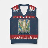 Vintage Frog Drinking Coffee Sarcastic Meme V-Neck Knit Sweater Vest Wish I Lacked Critical Thinking Skills You All Seem So Happy