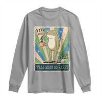 Vintage Frog Drinking Coffee Sarcastic Meme Long Sleeve Shirt Wish I Lacked Critical Thinking Skills You All Seem So Happy