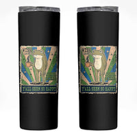 Vintage Frog Drinking Coffee Sarcastic Meme Skinny Tumbler Wish I Lacked Critical Thinking Skills You All Seem So Happy