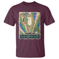 Vintage Frog Drinking Coffee Sarcastic Meme T Shirt Wish I Lacked Critical Thinking Skills You All Seem So Happy