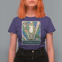 Vintage Frog Drinking Coffee Sarcastic Meme T Shirt For Women Wish I Lacked Critical Thinking Skills You All Seem So Happy