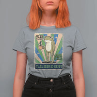 Vintage Frog Drinking Coffee Sarcastic Meme T Shirt For Women Wish I Lacked Critical Thinking Skills You All Seem So Happy