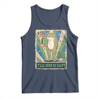 Vintage Frog Drinking Coffee Sarcastic Meme Tank Top Wish I Lacked Critical Thinking Skills You All Seem So Happy