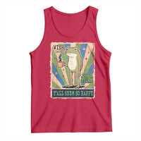Vintage Frog Drinking Coffee Sarcastic Meme Tank Top Wish I Lacked Critical Thinking Skills You All Seem So Happy