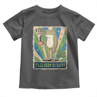 Vintage Frog Drinking Coffee Sarcastic Meme Toddler T Shirt Wish I Lacked Critical Thinking Skills You All Seem So Happy