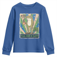 Vintage Frog Drinking Coffee Sarcastic Meme Youth Sweatshirt Wish I Lacked Critical Thinking Skills You All Seem So Happy
