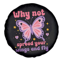 Retro Y2K Groovy Pink Butterfly Inspirational Spare Tire Cover Why Not Spread Your Wings And Fly Female Empowerment
