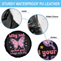 Retro Y2K Groovy Pink Butterfly Inspirational Spare Tire Cover Why Not Spread Your Wings And Fly Female Empowerment