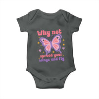 Retro Y2K Groovy Pink Butterfly Inspirational Baby Onesie Why Not Spread Your Wings And Fly Female Empowerment